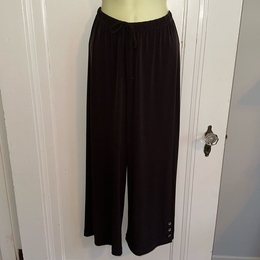 Chico’s black‎ pull on full leg cropped polyester/spandex pants